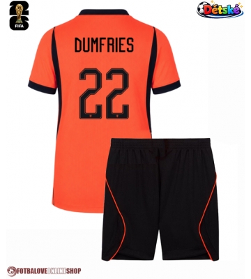 Nizozemsko Denzel Dumfries #22 Domácí dres komplet pro Děti MS 2026 Krátkým Rukávem (+ Krátké kalhoty)